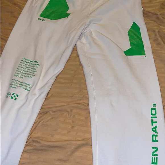 Authentic Off-White “Golden Ratio” White/Neon Sweatpants. From Neiman Marcus - Picture 3 of 5